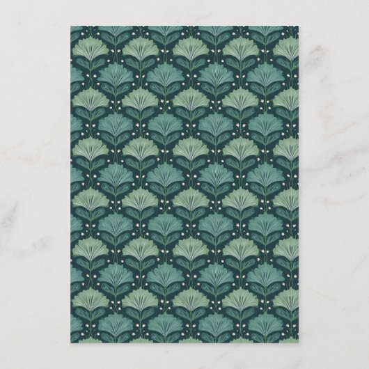 Exquisite Green Floral Pattern Informatiekaartje (Achterkant)