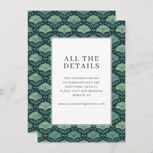 Exquisite Green Floral Pattern Informatiekaartje (Voorkant / Achterkant)