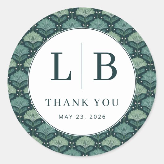 Exquisite Green Floral Pattern Ronde Sticker (Voorkant)