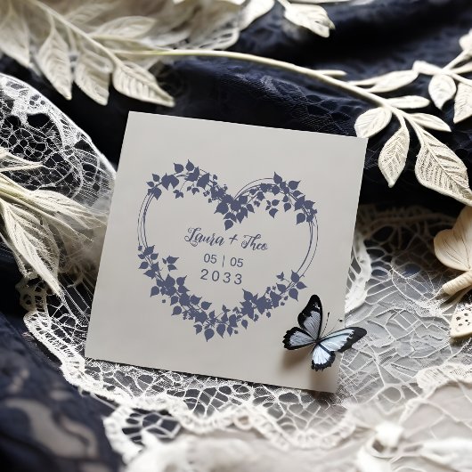 Exquisite Heart of Leaves & Wild Branches Wedding Rubberstempel
