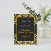 Exquisite High Resolution, Black And Gold Wedding Briefkaart (Staand voorkant)