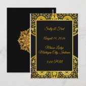 Exquisite High Resolution, Black And Gold Wedding Briefkaart (Voorkant / Achterkant)