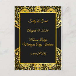 Exquisite High Resolution, Black And Gold Wedding Briefkaart