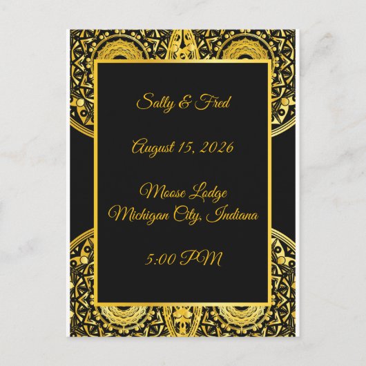 Exquisite High Resolution, Black And Gold Wedding Briefkaart (Voorkant)