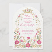 Exquisite Hot Pink Spanish Quinces Floral Border Kaart (Voorkant)