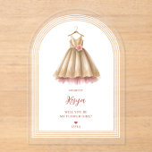 Exquisite Lovely Flower Girl Dress in Pink & Gold  Acryl Uitnodigingen (Voorkant)