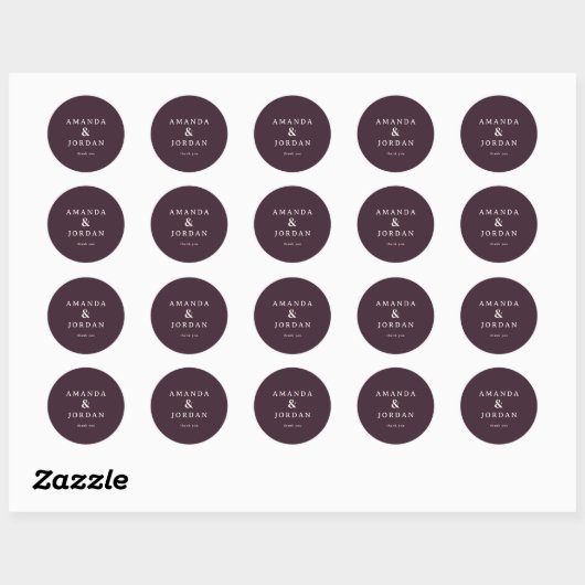 Exquisite Maroon Calligraphy Thank You Ronde Sticker (Vel)