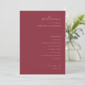 Exquisite Maroon Calligraphy Wedding Ceremony Programmakaart (Staand voorkant)
