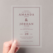 Exquisite Maroon Calligraphy Wedding Invitation Acryl Uitnodigingen (Insitu (Draagbaar))