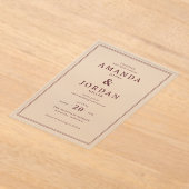 Exquisite Maroon Calligraphy Wedding Invitation Acryl Uitnodigingen (Laagn)