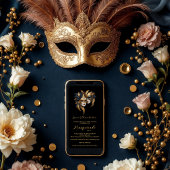 Exquisite Masquerade Masks Gold Effect Accents  Kaart