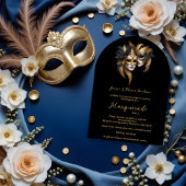 Exquisite Masquerade Masks Gold Effect Accents Kaart