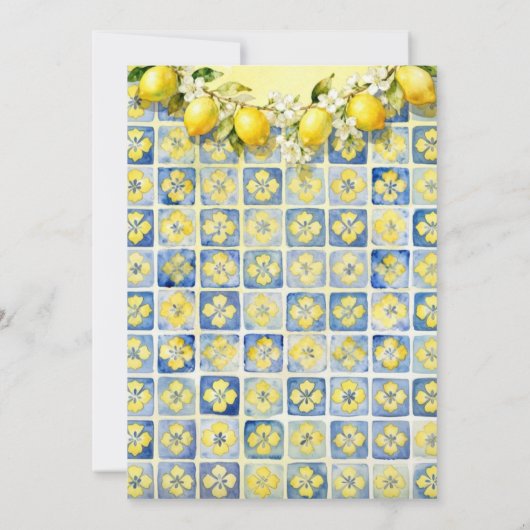 Exquisite Mediterranean Tiles Floral & Lemons  Save The Date (Achterkant)