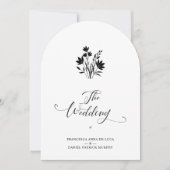 Exquisite Minimalist Black and White Wildflowers  Kaart (Voorkant)