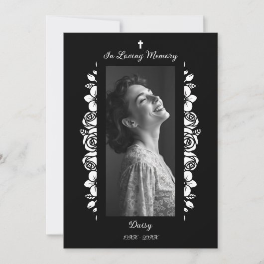 Exquisite Minimalist Floral Black & White Floral (Voorkant)