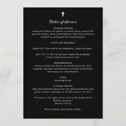 Exquisite Minimalist Floral Black & White Floral Programmakaart (Achterkant)