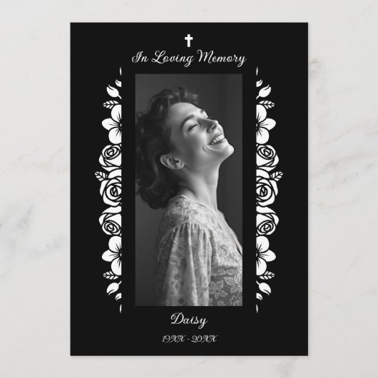 Exquisite Minimalist Floral Black & White Floral Programmakaart (Voorkant)