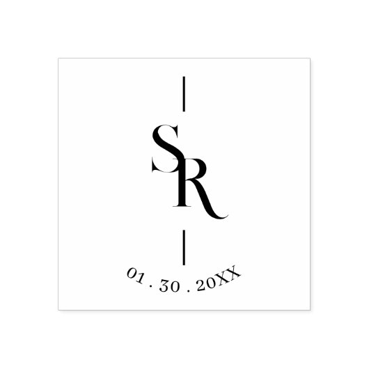 Exquisite Minimalist Stylish Wedding Initials Rubberstempel (Afrduk)