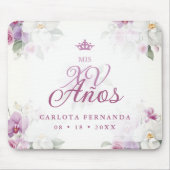 Exquisite Mis XV Años Spanish Floral Orchid Posies Muismat (Voorkant)