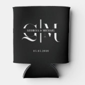 Exquisite Monogram Minimalist Black Wedding Favor Blikjeskoeler (Voorkant)