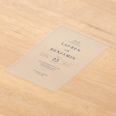 Exquisite Navy Calligraphy Wedding Invitation Acryl Uitnodigingen (Laagn)