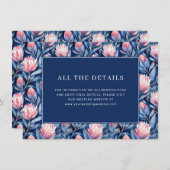 Exquisite Navy Watercolor Floral Border Informatiekaartje (Voorkant / Achterkant)
