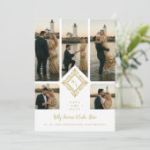 Exquisite Original 5-Photo Collage Wedding Save The Date (Staand voorkant)
