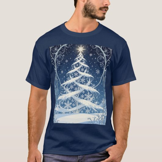 Exquisite Ornate Christmas Yule Tree T-shirt (Voorkant)