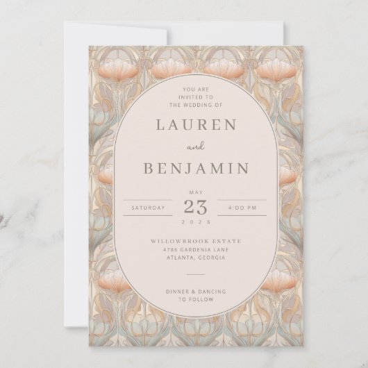 Exquisite Peach Floral Pattern Kaart (Voorkant)