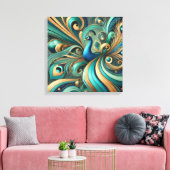 Exquisite Peacock Design Canvas Art (Insitu (Woonkamer))