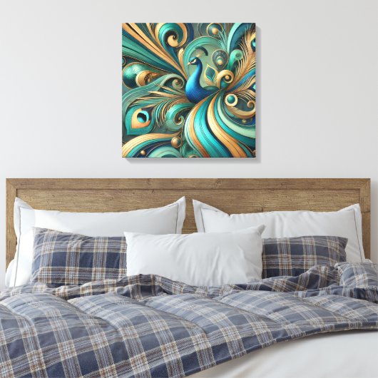 Exquisite Peacock Design Canvas Art (Insitu (Slaapkamer))