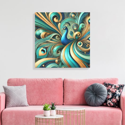 Exquisite Peacock Design Canvas Art Afdruk (Insitu (Woonkamer))