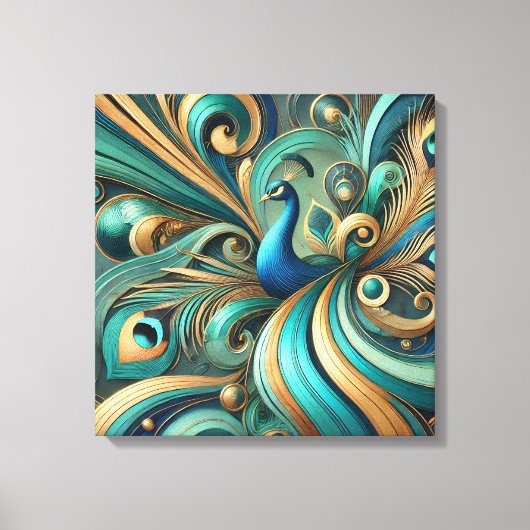 Exquisite Peacock Design Canvas Art Afdruk (Voorkant)