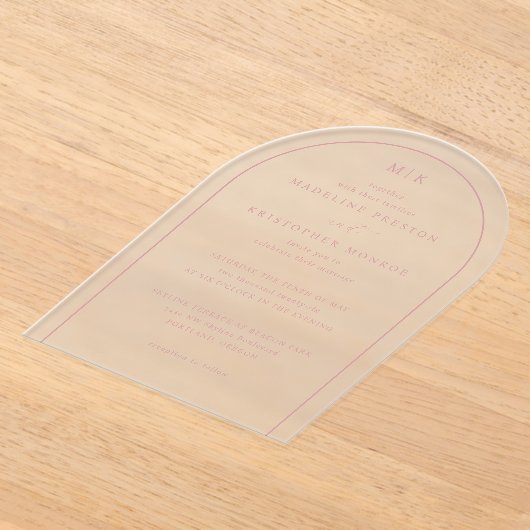 Exquisite Pink Calligraphy Invitation Acryl Uitnodigingen (Laagn)