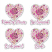 Exquisite Pink Floral Heart Bridal Sticker (Voorkant)