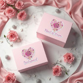 Exquisite Pink Floral Heart Bridal Sticker