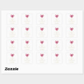 Exquisite Pink Floral Heart Love & Thanks Vierkante Sticker (Vel)