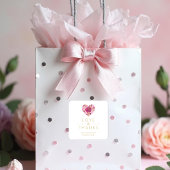 Exquisite Pink Floral Heart Love & Thanks Vierkante Sticker