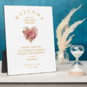 Exquisite Pink Floral Heart Unplugged Wedding Fotoplaat (Zijkant)