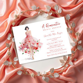 Exquisite Pink Floral Tulle Model Bridal Shower Kaart