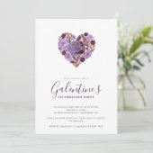 Exquisite Purple Floral Heart Galentine's Day Kaart (Staand voorkant)
