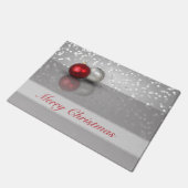 Exquisite Red and Silver Christmas Tree Balls Deurmat (Schuin)