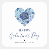 Exquisite Red Floral Heart Galentine's Day Party  Vierkante Sticker (Voorkant)