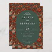 Exquisite Red Floral Pattern Kaart (Voorkant / Achterkant)