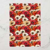 Exquisite Red Floral Wedding Invitation Folie Uitnodiging (Achterkant)