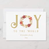 Exquisite Red Tones and Faux Gold Christmas Wreath Feestdagenkaart (Voorkant)