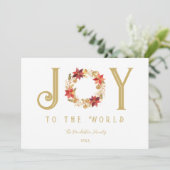 Exquisite Red Tones and Faux Gold Christmas Wreath Feestdagenkaart (Staand voorkant)