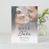 Exquisite Romantic Gradient Transparency Photo Save The Date (Staand voorkant)