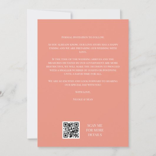 Exquisite Romantic Minimalist Floral Bouquet Save The Date (Achterkant)