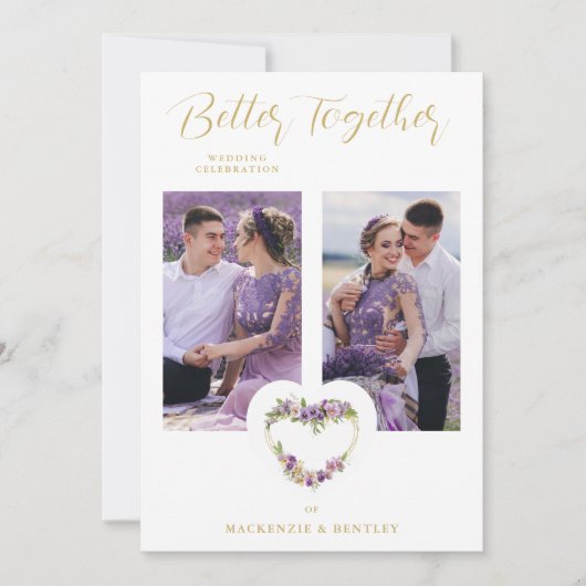 Exquisite Romantic Purple Shades Floral Heart Kaart (Voorkant)